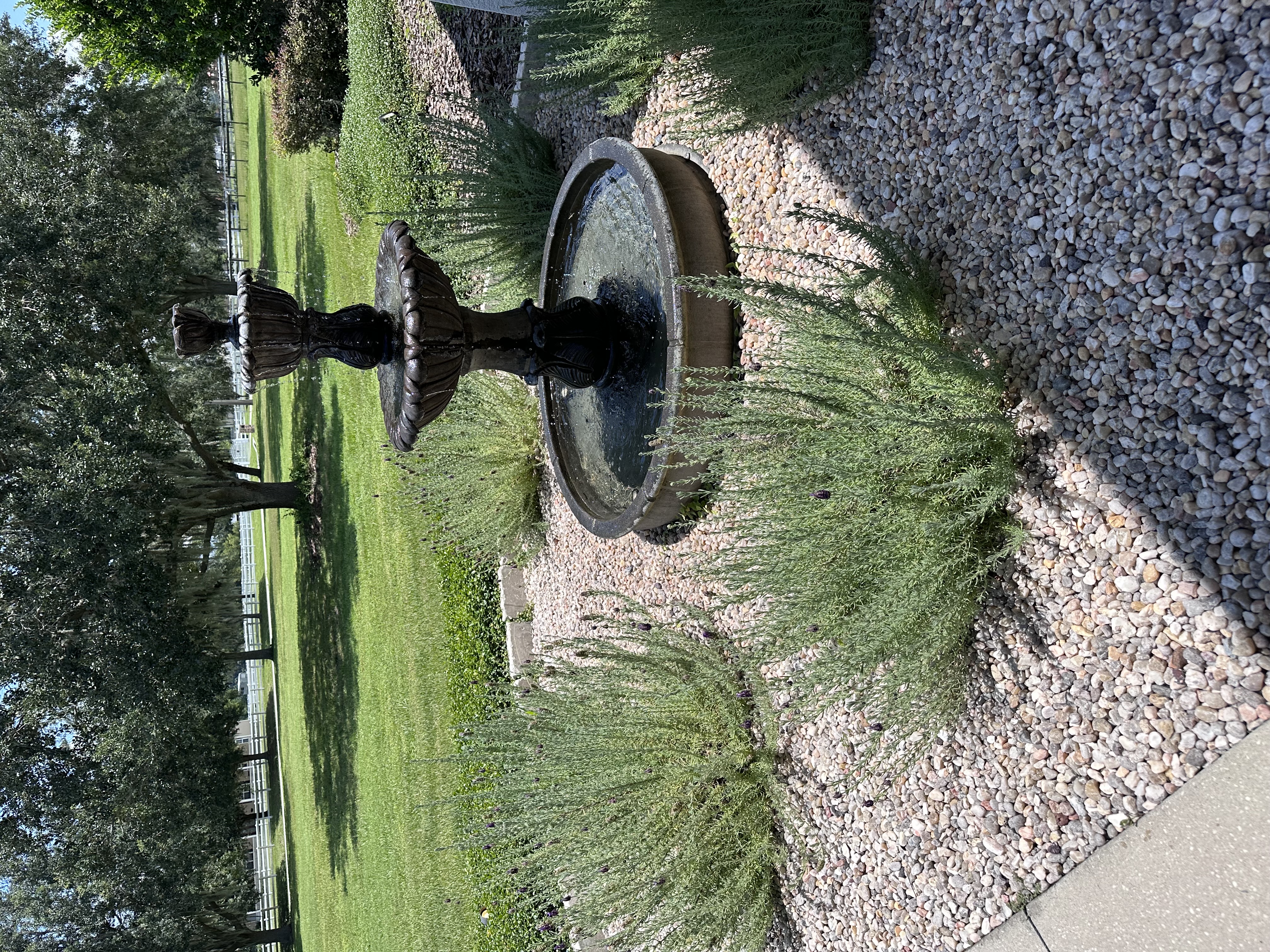 Outdoor garden fountain surrounded by lush tropical landscaping — Lithia, FL